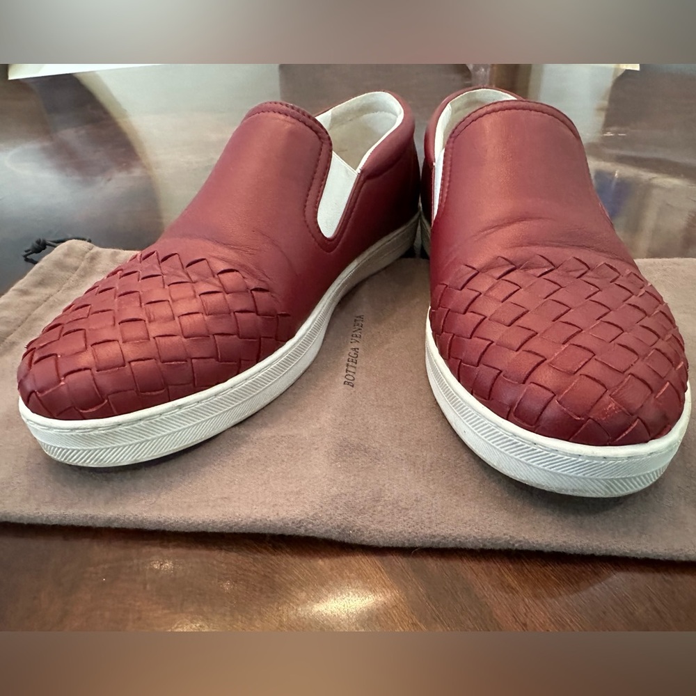 BOTTEGA VENETA Red Nappa Intrecciato Slip On women’s sneakers 39.5